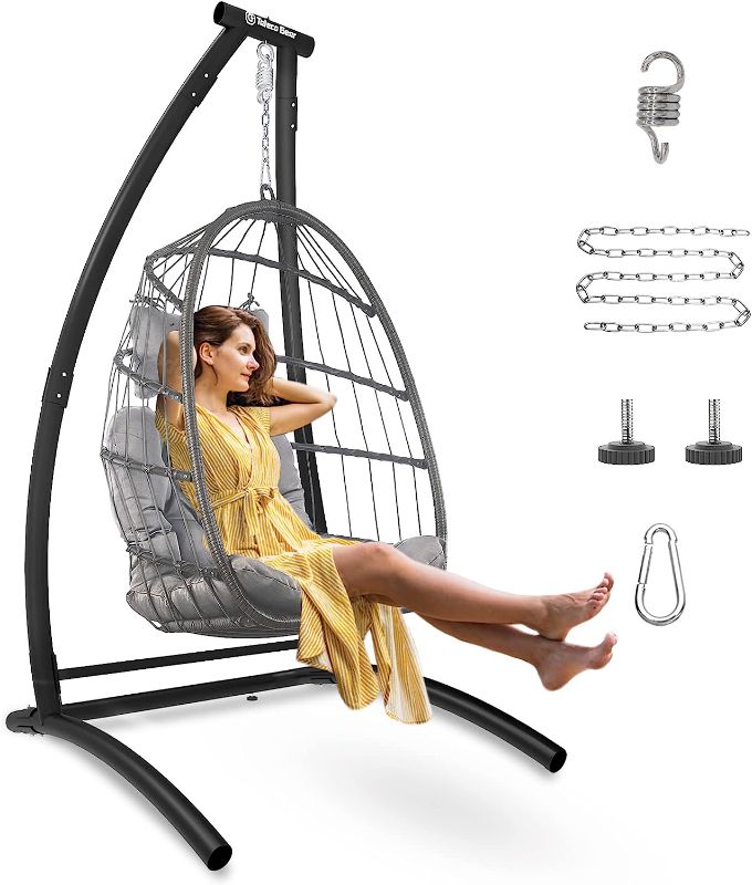 Photo 1 of G TALECO GEAR C-Type Hanging Chair Stand, Hammock Chair Stand, Outdoor Swing Chair Stand Only, Black