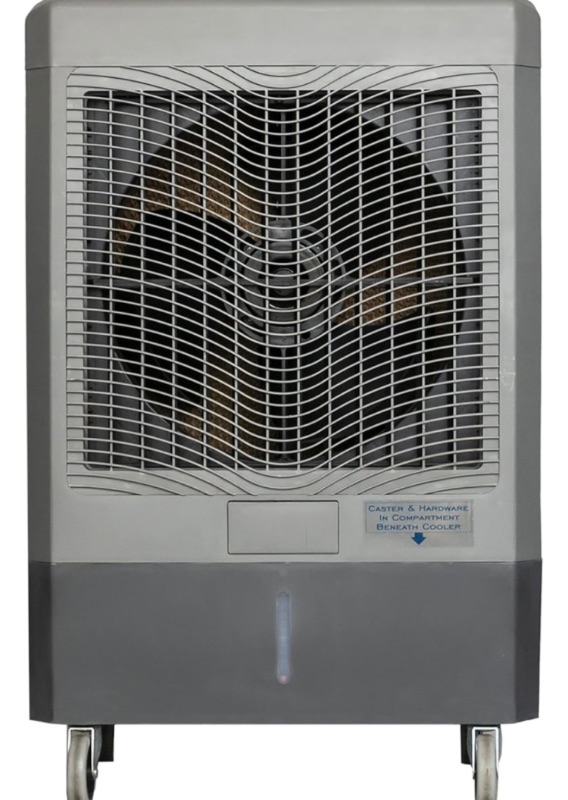 Photo 1 of Portable Swamp Coolers - 5300 CFM MC61M Evaporative Air Cooler with 3-Speed Fan - Water Cooler Fan 1600 Sq. ft. Coverage High Velocity Outdoor Cooling Fan Swamp Cooler by Hessaire - Gray