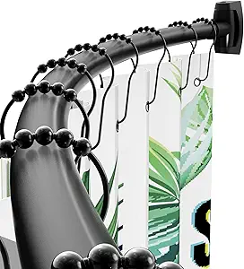 Photo 1 of Curved Shower Curtain Rod 43" to 72" Adjustable, Aluminum Rustproof Expandable Round Shower Curtain Rod for Bathroom Bathtub Stall, Black