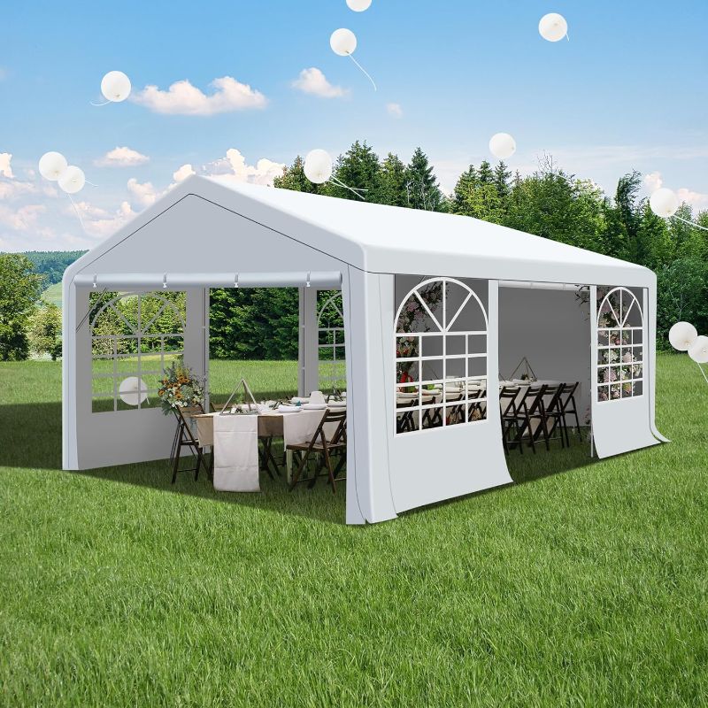 Photo 1 of 10 x 20Ft Party Tent Heavy Duty Outdoor Wedding Tent with Removable Sidewalls Event Shelters Canopy for Party