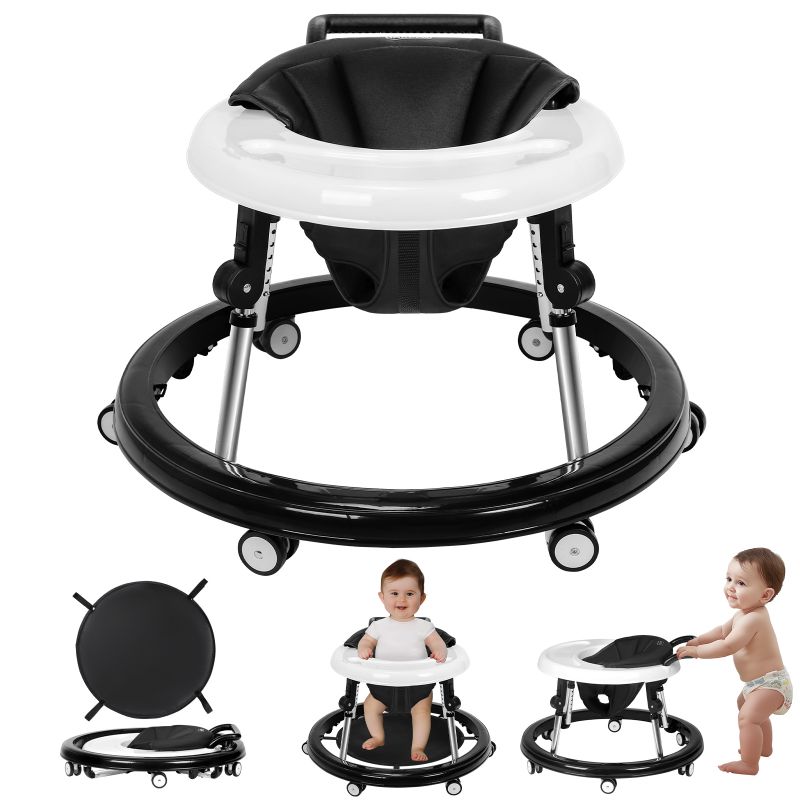 Photo 1 of ***MILK STAIN*** HARPPA Foldable Baby Walker for Babies 6-24 Months, Anti-Rollover, Seat and Height Adjustable, Black