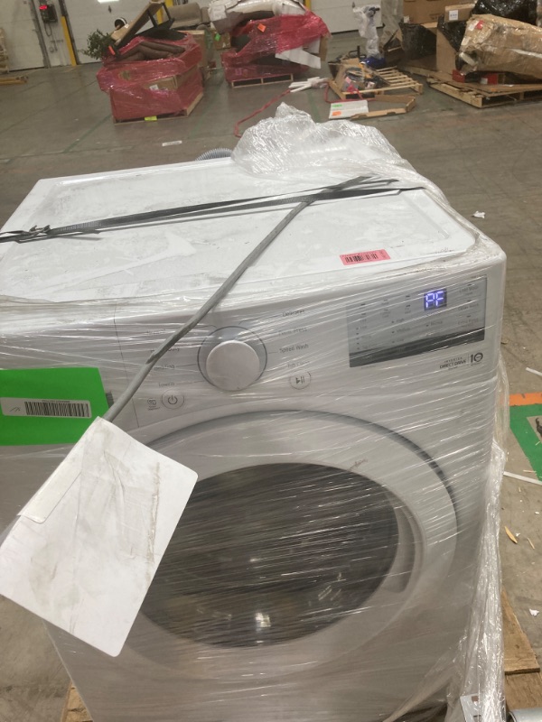 Photo 2 of LG WM3400CW 4.5 Cu.Ft. White Electric Front Load Washer
***some scratches, 1 dent front bottom right corner, cleanout door not closed completely***