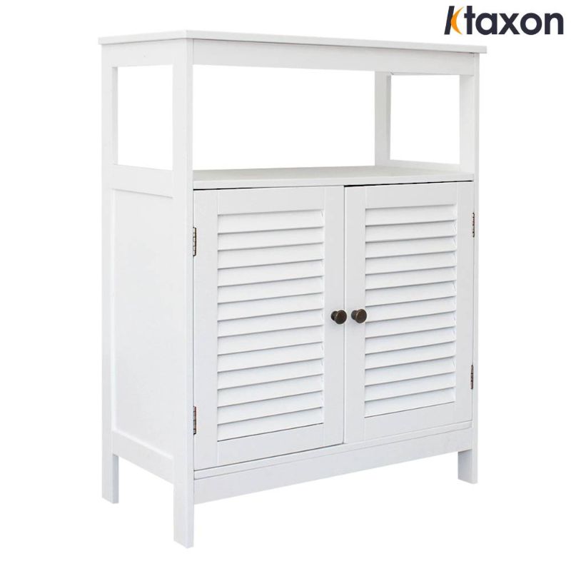 Photo 1 of Ktaxon Bathroom Floor Cabinet, Wooden Storage Cupboard with 2 Shutter Doors & Adjustable Shelf, White