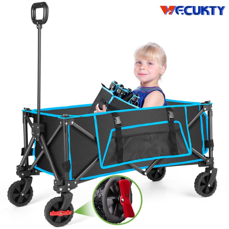 Photo 1 of Gathered Collapsible Mini Camping Wagon, Vecukty Portable Foldable Minivan, Utility Grocery Wagon with 150lbs, for Shopping,Sports,Fishing,Beach,Garden,Black