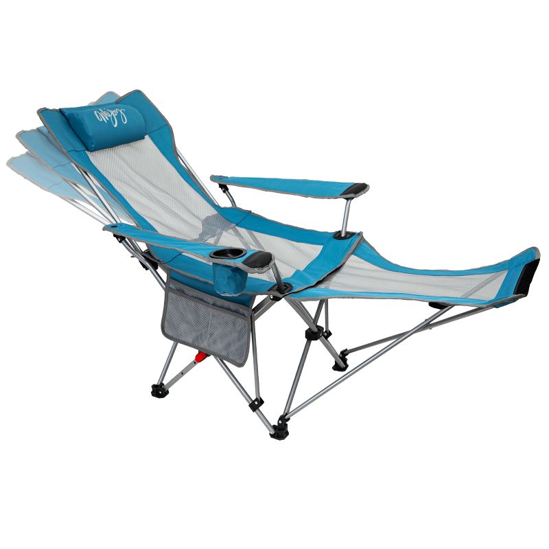 Photo 1 of #WEJOY 2-in-1 Reclining Camping Chair On Sale 3-Position Adjustable Folding Lawn Chairs for Adult(Cyan/Grey)