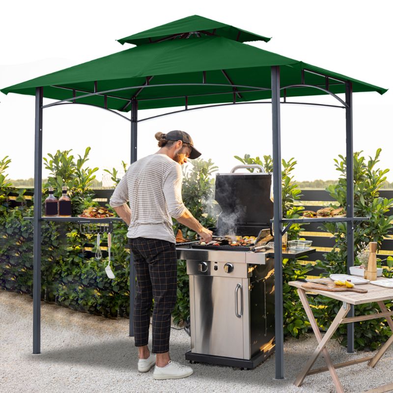 Photo 1 of ABCCANOPY 8'x 5' Grill Gazebo Shelter, Double Tier Outdoor BBQ Gazebo Canopy with LED Light(Forest Green)