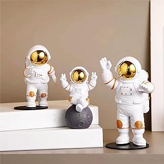 Photo 1 of Gold White Astronaut Statues Set of 3, Outer Space Sculpture Figurines for Home Decor Cake Toppers ***BUNDLE X4***