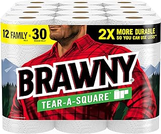 Photo 1 of ***(10 ROLLS)***
Brawny Tear-A-Square Paper Towels, 10 Family Rolls = 30 Regular Rolls, 3 Sheet Sizes (Quarter, Half, Full), Strength for All Messes, Cleanups, and Meal Prep
