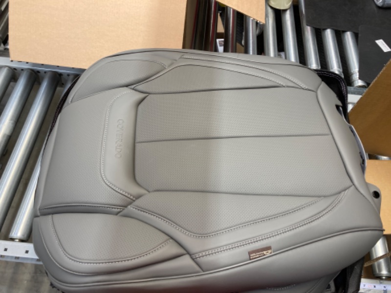 Photo 1 of Coverado Car Seat Covers Full Set, Waterproof Nappa Leather Car Seat Protectors for Front and Rear Seats, Universal Auto Interior Set for Most Vehicles, Sedans, SUVs, Pickups and Trucks, Gray Gray FullSet