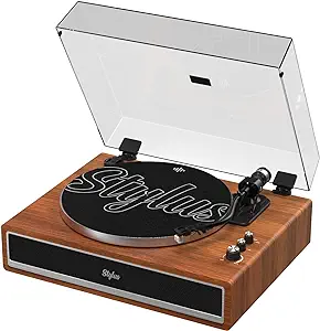 Photo 1 of i-box Stylus, Record Player, Vinyl Record Player with Bluetooth, Turntable with Built in 10W Stereo Speakers, Premium Amplifier Dials, Wooden Veneer (Walnut)