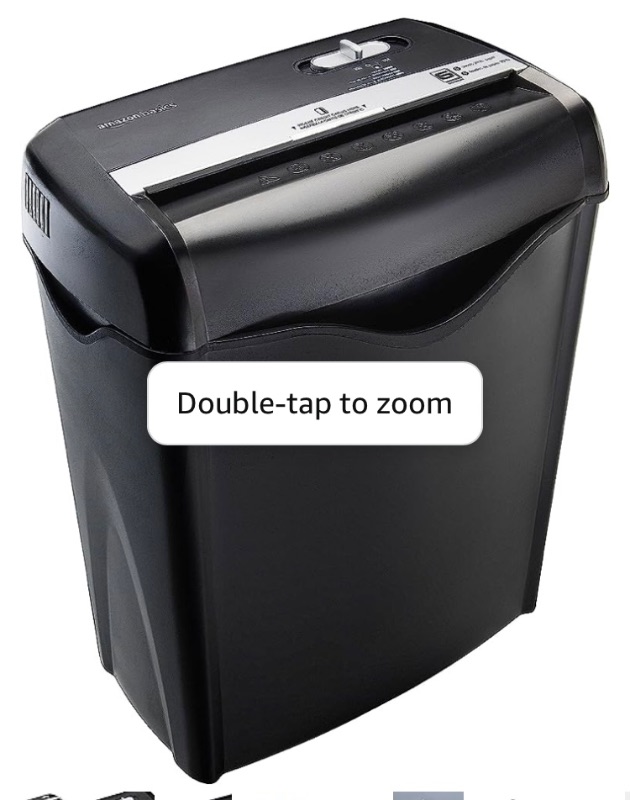 Photo 1 of Amazon Basics 6 Sheet Cross Cut Paper and Credit Card Home Office Shredder with 3.8 Gallon Bin, Black