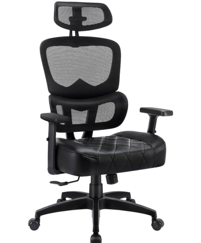 Photo 1 of VECELO Swivel Ergonomic High Back Mesh Office Chair with Adjustable Headrest Armrest, Backrest Tilt Function, Lumbar Support for Executive/Computer Desk/Task Work, Black