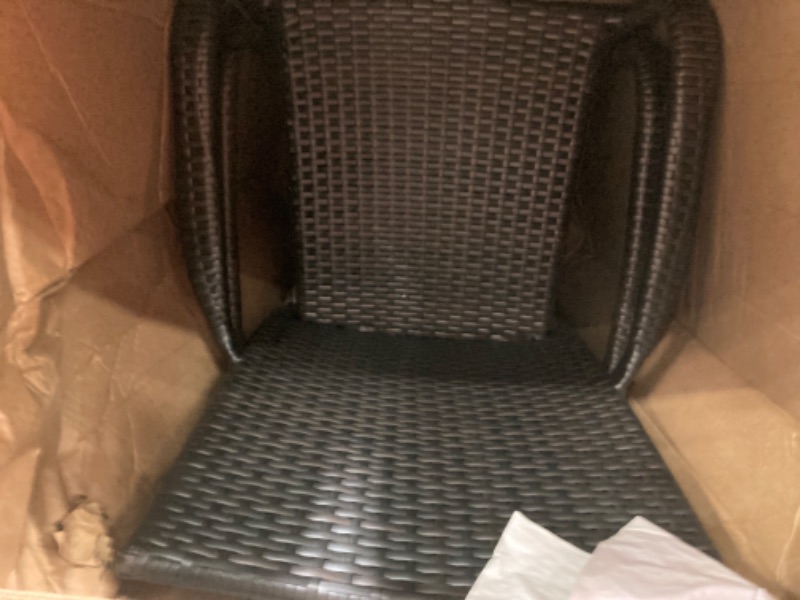 Photo 2 of ***MINOR DAMAGE TO CHAIR WRAPPING*** Patio Chairs Set of 2, All Weather Rattan Wicker Dining Chairs with Soft Removable Cushions, Armrest, Outdoor Dining Chairs for Garden, Pool, Backyard, Lawn, Porch, Black