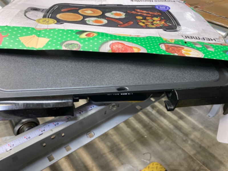 Photo 1 of Chefman XL Electric Griddle with Removable Temperature Control, Immersible Flat Top Grill, Burger, Eggs, Pancake Griddle, Nonstick Extra Large Cooking Surface, Slide Out Drip Tray, 10 x 20 Inch 10" x 20"