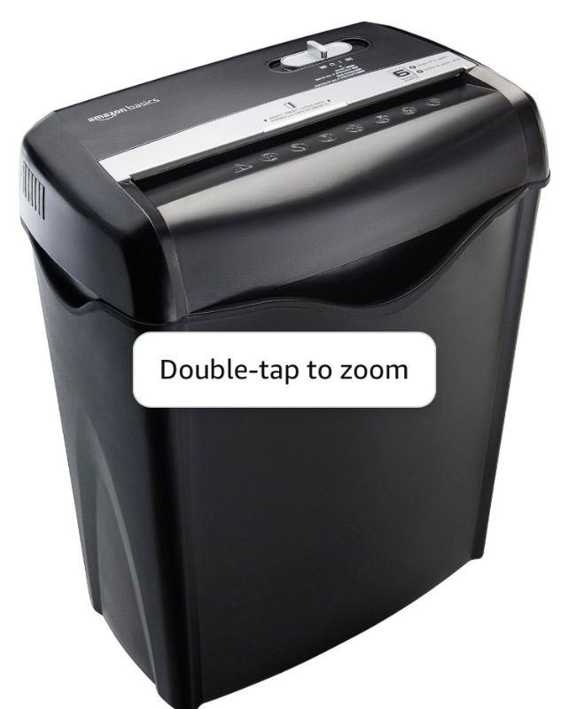 Photo 1 of Amazon Basics 6 Sheet Cross Cut Paper and Credit Card Home Office Shredder with 3.8 Gallon Bin, Black