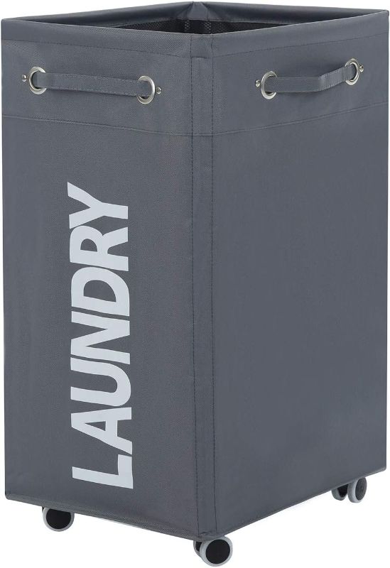 Photo 1 of 
Haundry 86L X-Large Collapsible Laundry Hamper with Wheels, Waterproof Rolling Clothes Hamper Basket Bin for Dirty Clothes Storage Grey