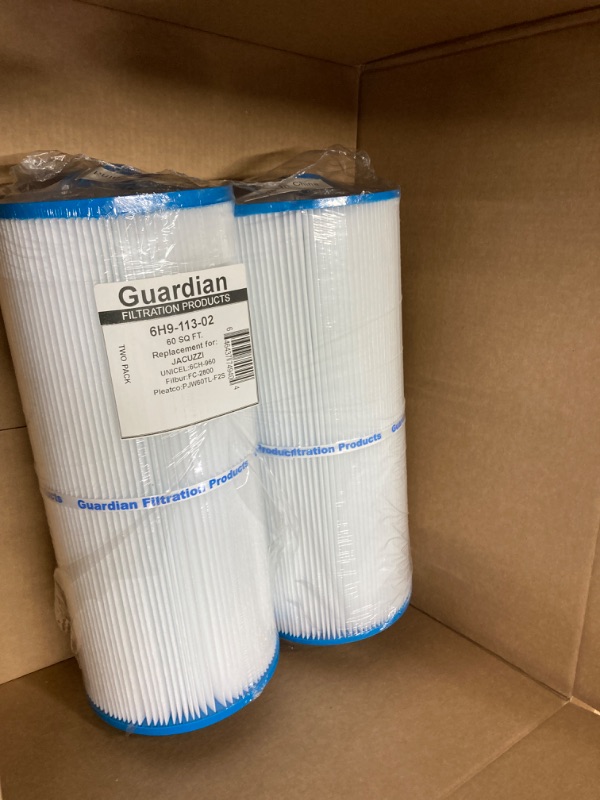 Photo 1 of Guardian Filtration Products Spa Filter Cartridge 6h9-113-01 Replacement for Pleatco PJW60TL-F2S, Unicel 6CH-960, Filbur FC-2800 1. Standard White 1 Pack