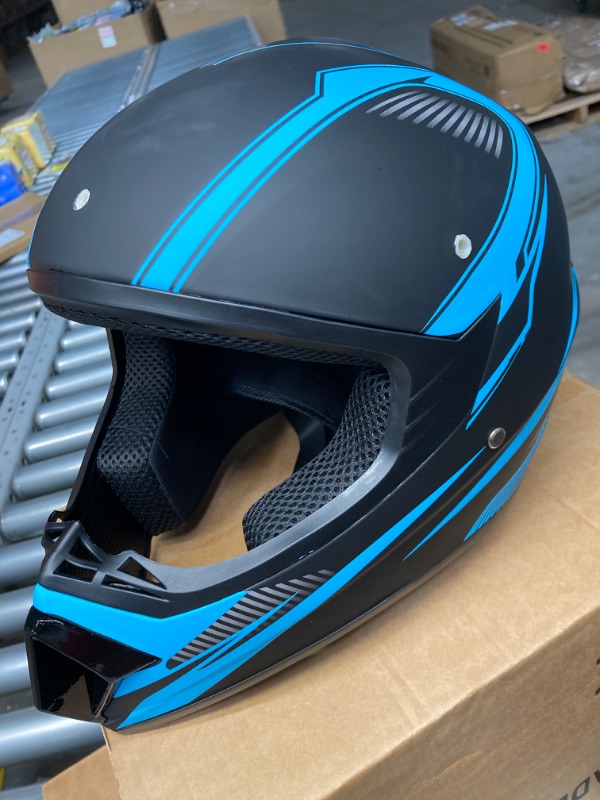 Photo 2 of  **Missing Gloves** Adult 4 Wheeler Helmet, Motocross Helmet DOT/FMVSS-218 Certification Comfortable and Breathable Full Helmets for Locomotives Used in All Seasons Medium Sky blue