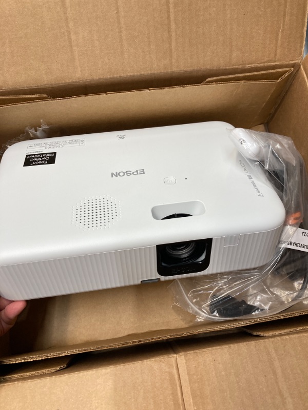 Photo 5 of Epson EpiqVision Flex CO-FH02 Full HD 1080p Smart Streaming Portable Projector, 3-Chip 3LCD, 3,000 Lumen Color/White Brightness, Android TV, Bluetooth, 5W Speaker, Home Entertainment (Renewed) CO-FH02 (Renewed)