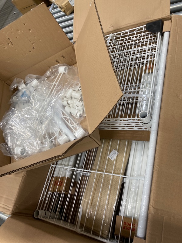 Photo 1 of Heavy Duty Garment Rack, Portable Wardrobe Clothes Rack Freestanding Adjustable Clothing Rack with 7 Tiers Adjustable Wire Shelving & 4 Hanger Rods, White