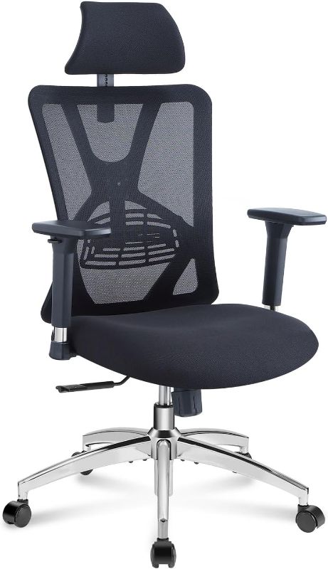 Photo 1 of **Parts Only** Ticova Ergonomic Office Chair - High Back Desk Chair with Adjustable Lumbar Support, Headrest & 3D Metal Armrest - 130° Rocking Mesh Computer Chair
