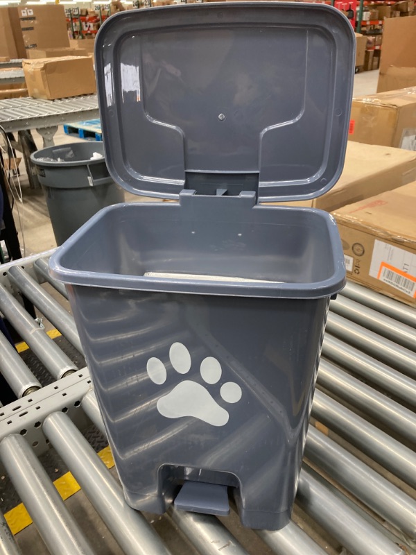 Photo 2 of  **NOT BLACK, ITS GREY** Dog Poop Trash Can For Outdoors Dog Waste Station With Lid Hands-free Pedal Durable PVC Dog Waste Container Outdoor Garden Home Yard Kitchen With 200PCS Plastic Trash Bags Black C-20-B-W200 20 Liter Style C- Grey 