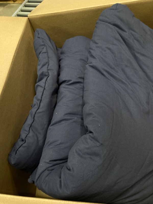 Photo 2 of  **NAVY BLUE**YIRDDEO Beige King Ball Pom Fringe Design Comforter Set 3pcs, Off White Luxurious Boho Aesthetic Full Bedding Set, Vintage Ultra Soft Microfiber Comforter Set (1 Comforter, 2 Pillowcases) navi blue