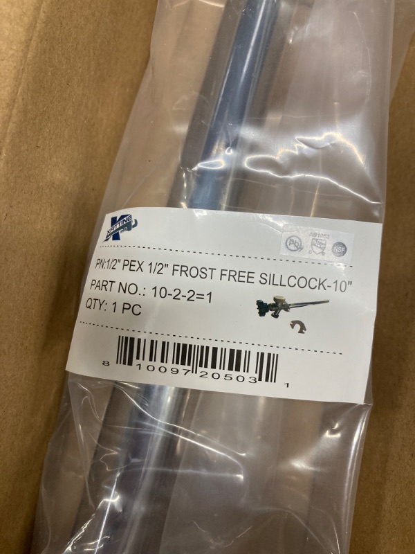 Photo 3 of 1 Piece XFITTING Anti-Siphon Frost Free Sillcock 10", 1/2" Pex x 3/4" GHT Valves, Pex B Crimp Version Sillcock, 1 Pack