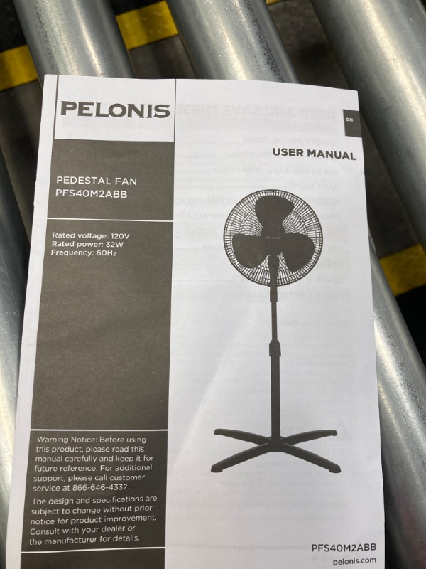 Photo 3 of ***MISSING MAIN BASE***PELONIS Fan Portable 16 Inch Pedestal Fan| 3-Speed| 90° Oscillation| Adjustable Height| Standing Floor Fan for living room, bedroom, kitchen, and home office| Black, PFS40M2ABB Black PELONIS 16 inch Pedestal Fans