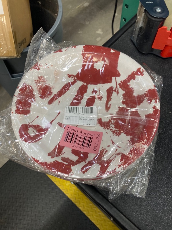 Photo 1 of 2 packs of Bloody Handprint Paper Plates for Halloween Party - 30pcs 9inch Red HELP Biodegradable Round Party Plates for Cakes, Dessert, Snack, Fruits