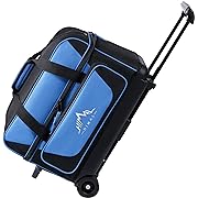 Photo 1 of Double Roller 2 Ball Bowling Bag with Separate Shoe Compartment for Bowling Shoes (Up To US Mens Size 15) and Oversized Accessory Pocket, Retractable Handle - Extends to 40"
