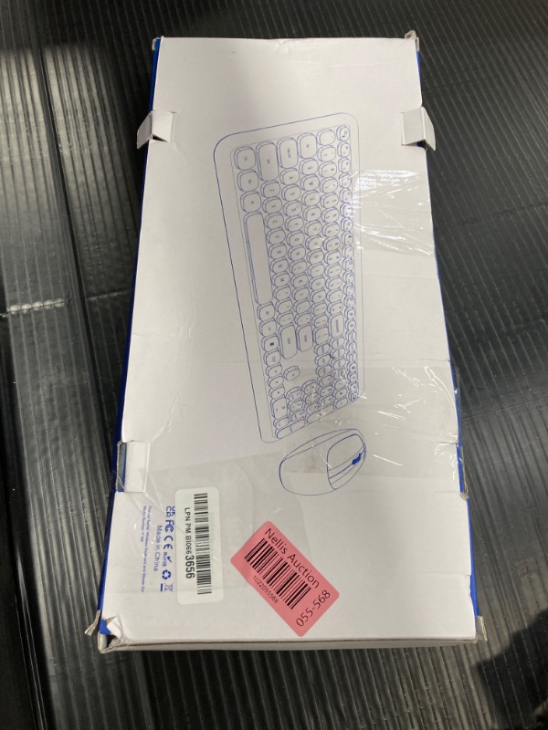 Photo 1 of Wireless Keyboard and Mouse Combo, 2.4GHz Full-Sized Colorful Cute Keyboard Mouse Set with Retro Typewriter Flexible Round Keys for Windows, Computer, Laptops, PC (B-Blue Colorful)