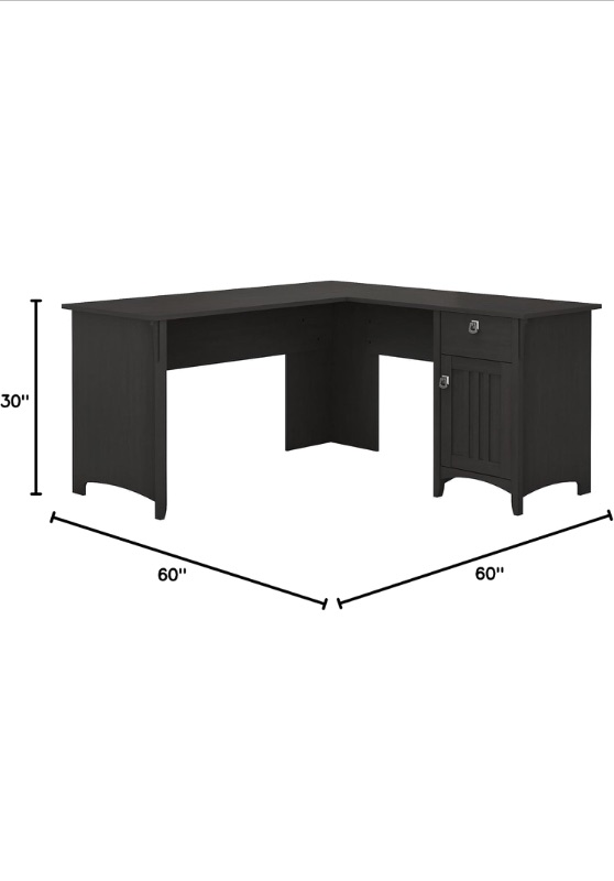 Photo 1 of Bush Furniture Salinas L Shaped Desk with Storage in Vintage Black | Modern Farmhouse Corner Table with Drawers and Cabinets for Home Office https://a.co/d/0JLwaPg