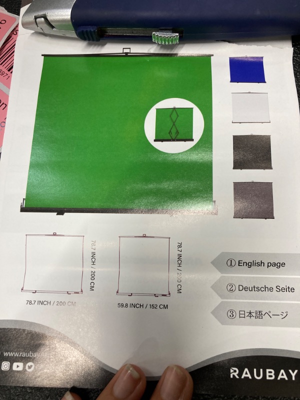 Photo 2 of ?Wider Style? RAUBAY 78.7 x 78.7in Large Collapsible Green Screen Backdrop Portable Retractable Chroma Key Panel Photo Background with Stand for Video Conference, Photographic Studio, Streaming