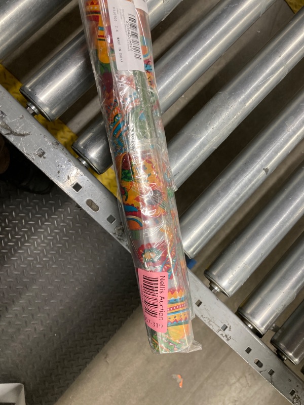 Photo 2 of 2 Pack - Skyygemm Mexican Fiesta Cellophane Wrap Roll 100 ft x 16 Inch Mexican Independence Day Wrapping Paper 2.5 Mil Thick Cinco De Mayo Clear Wrap for Mexico Theme Party Basket Goodie Flower Craft Supplies