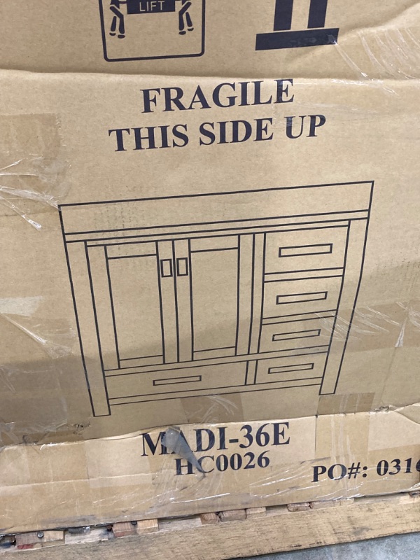 Photo 1 of ***(FACTORY SEALED)***
DWVO 36" Bathroom Vanity with Sink Combo, Modern Bathroom Storage Cabinet with Sintered Stone Countertop & Splash Guard, Three Holes, 2 Doors & 3 Drawers, Black