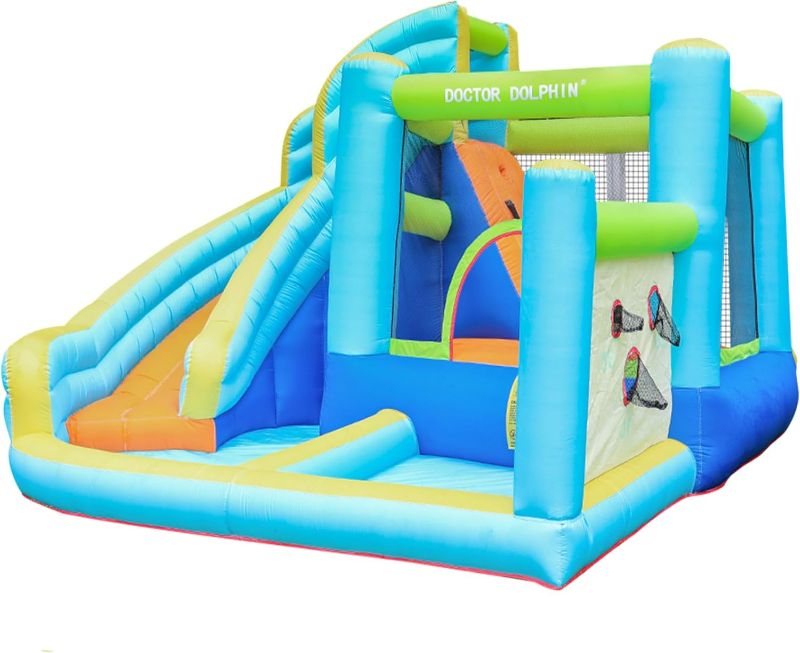 Photo 1 of ***(PACKAGE IS SLIGHTLY DIFFERENT )
Inflatable Water Slide, Bounce House Water Slide for Kids Backyard, Blow Up Waterslide, Water Bounce House with Slide, Water Park for Wet and Dry(450W Blower Include)