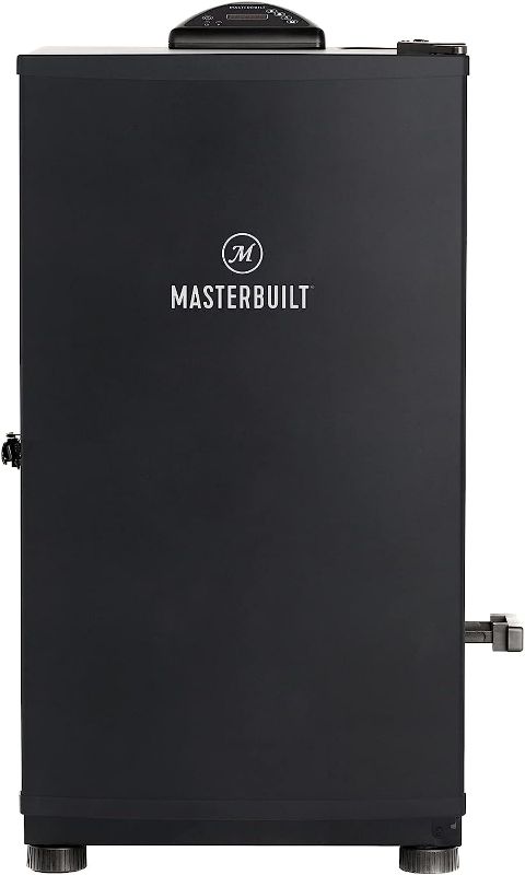 Photo 1 of Masterbuilt® 40-inch Digital Electric Vertical BBQ Smoker with Side Wood Chip Loader, Chrome Smoking Racks and 970 Cooking Square Inches in Black, Model MB20072918