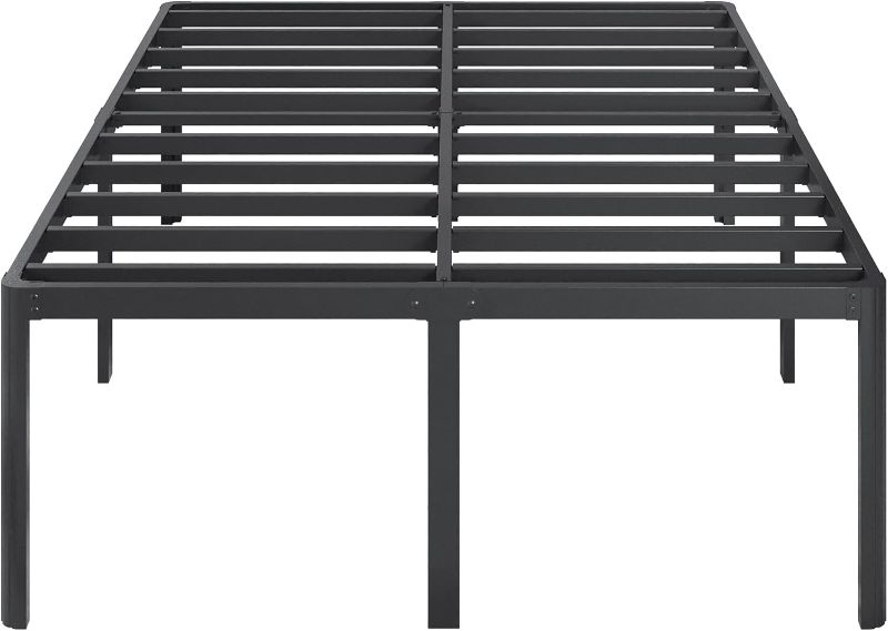 Photo 1 of  Full Size Bed Frame with Rounded Corner Legs, Sturdy Mattress Foundation, Heavy Duty Metal Platform Bed Frame Full No Box Spring Needed, Noise Free, Easy Assembly, Black