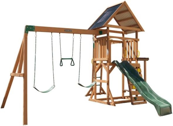 Photo 1 of ***(FACTORY SEALED)***
KidKraft Lawnmeadow Wooden Swing Set/Playset with Swings, Slide, Sandbox,Telescope Rock Wall and Monkey Bars