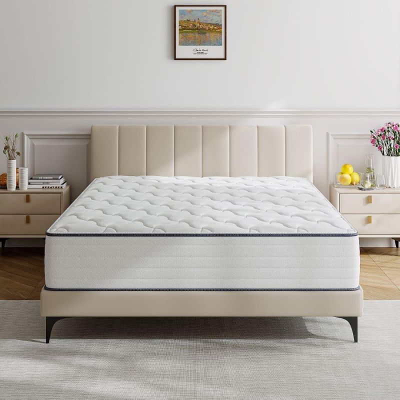 Photo 1 of King Mattress, 12 Inch Medium Firm Hybrid Mattress with Antistatic Breathable Euro Top Cover, Motion Isolation, Pressure Relief, King Size Mattress in a Box