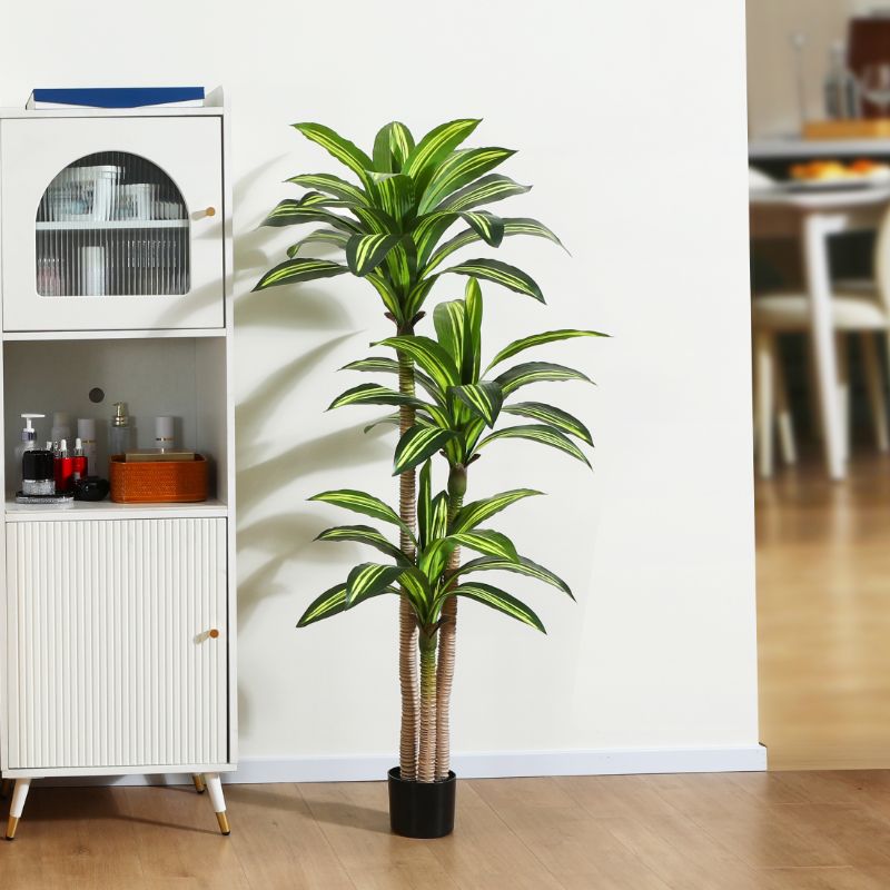 Photo 1 of Artificial Plants, 5ft Dracaena Tree Faux Plants Indoor Outdoor Decor Fake Tree in Pot Silk Plants for Home Decor Office Living Room Porch Patio Perfect Housewarming Gift