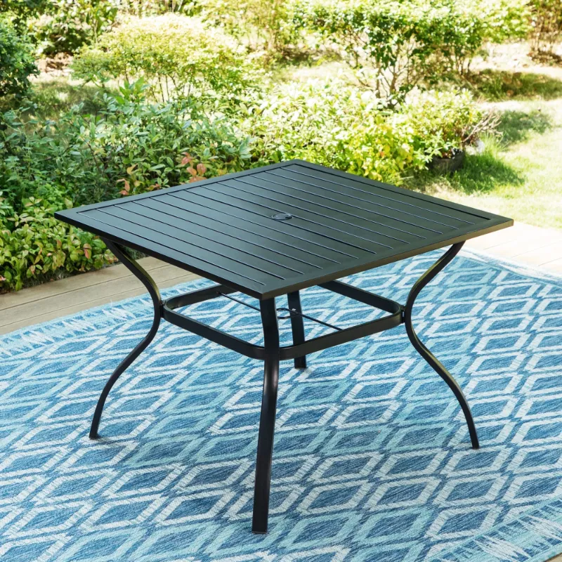 Photo 1 of MF Studio 37" Outdoor Square Steel Dining Table for 4-Person, All-Weather Metal Furniture, Black