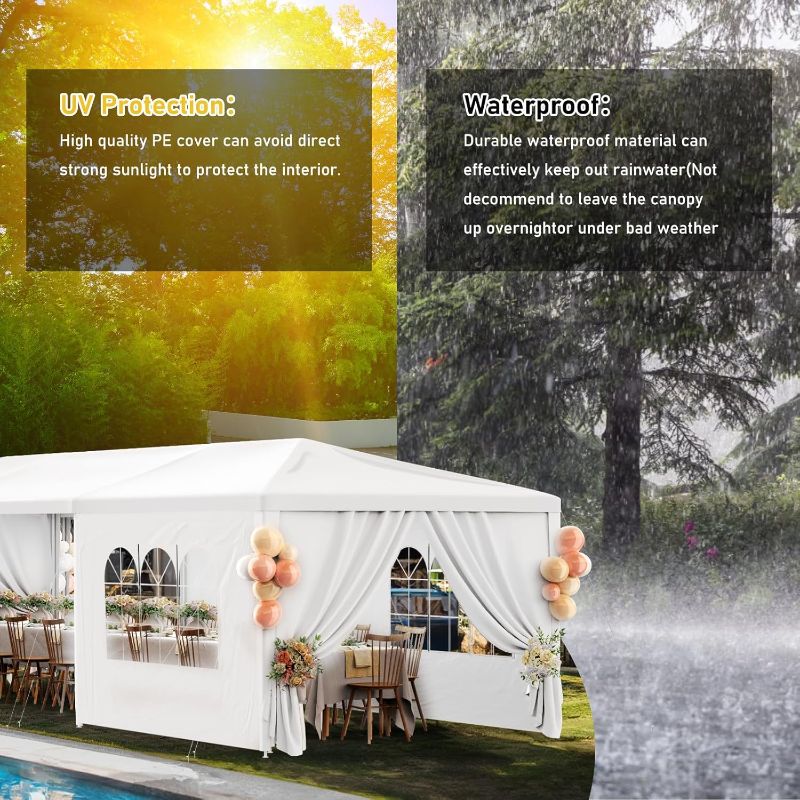 Photo 1 of 10x30 Outdoor Gazebo Canopy Party Tent with 7 Removable Sidewalls & Transparent Windows,Outside Gazebo Event Tent for Weddings, Birthdays, Garden Parties, and Backyard Patio BBQ Events