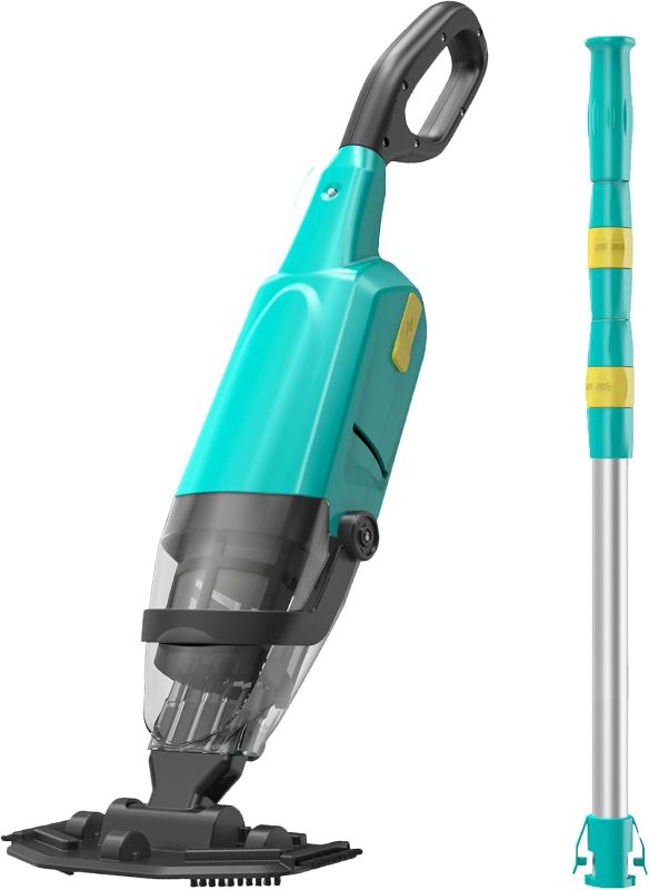 Photo 1 of Handheld Pool Vacuum, Rechargeable Pool Cleaner Running Time Up to 60mins, Cordless Pool Vacuum for Above Ground Pools, Hot Tubs, Spas Cleaning Debris, Green