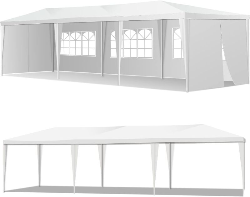 Photo 1 of 10'X30' Outdoor Gazebo, Canopy Tent Heavy Duty Wedding Party Tent with 8 Removable Sidewalls for Outdoor Wedding, BBQ, Camping, Backyard, Tents for Parties.