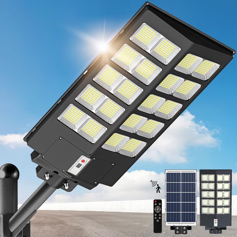 Photo 1 of ***MISSING PARTS*** 2400W Solar Street Lights Outdoor - Wide Angle Solar Lights Outdoor, Solar Parking Lot Lights Dusk to Dawn, 6500K Street Lights Solar Powered with Motion Sensor for Yard, Stadium