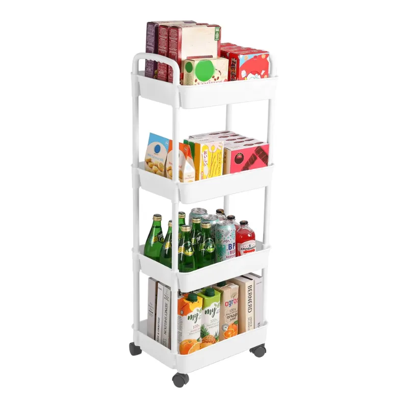 Photo 1 of 4 Tier Rolling Cart, Vtopmart Kitchen Pantry Storage Utility Cart, for Office, Bathroom, Living room (White)