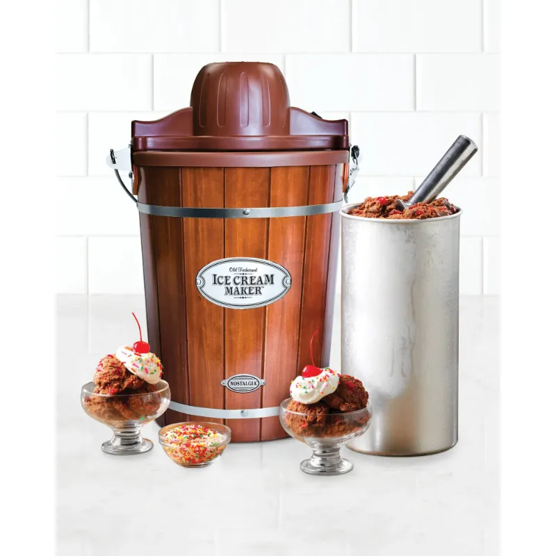 Photo 1 of Nostalgia Brown 6 qt Ice Cream Maker 20 in. H X 12.25 in. W X 15 in. L