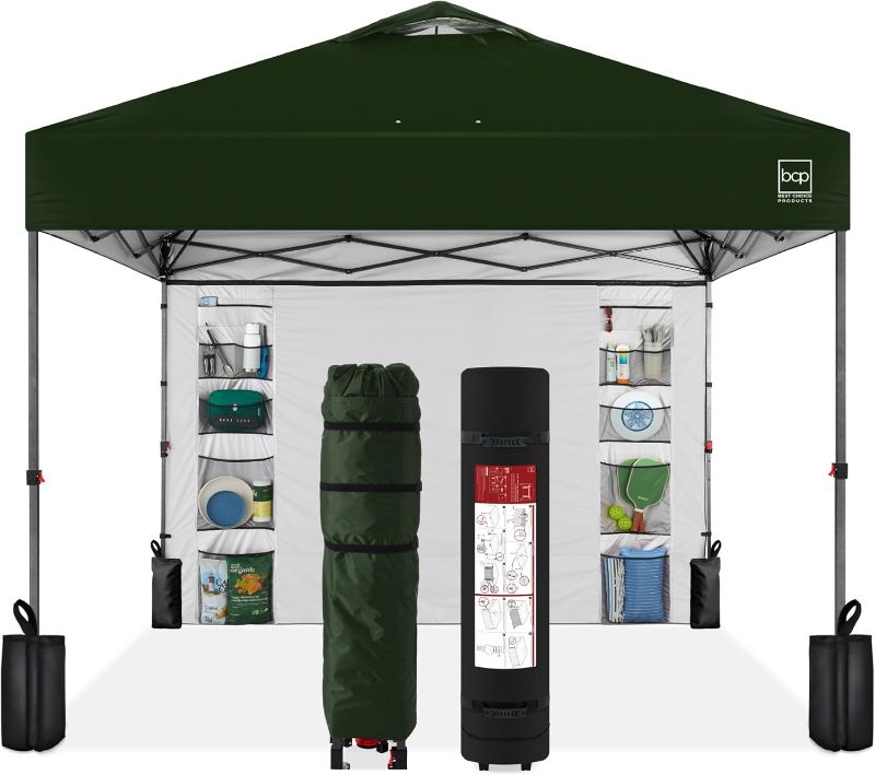 Photo 1 of Best Choice Products 10x10ft Easy Pop Up Canopy w/Side Wall, 10 Pockets, Portable Carrying Case, 1-Button Setup